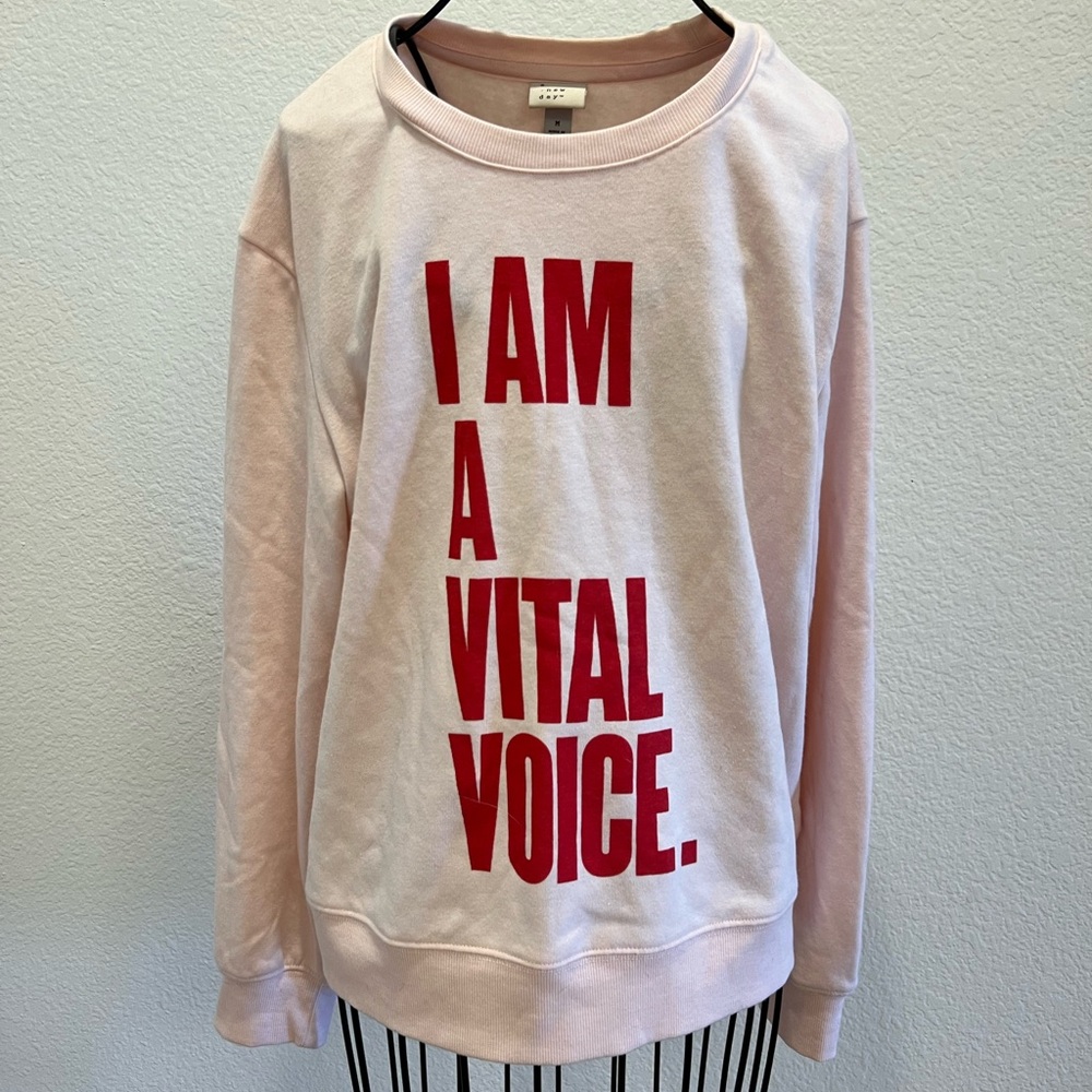 EUC A New Day Inspirational Pink Crewneck Sweater
